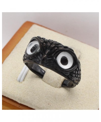 Stainless Steel Signet Biker Ring Vintage Animal Demon Eye Owl Rings for Men Women Statement Jewelry Black, white eye $10.25 ...