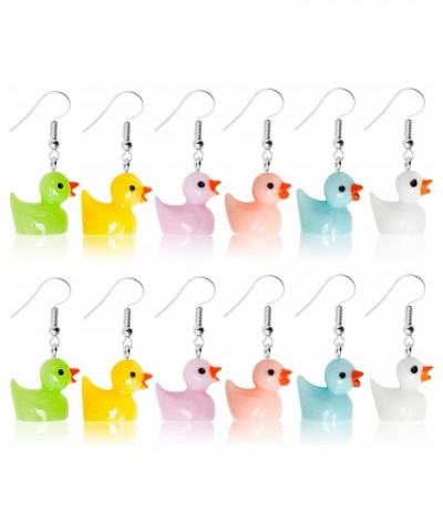 6 Pairs Rubber Duck Earrings for Women Girls Funny Ducky Earrings Resin Dangle Drop Earring Aesthetic Earring Jewelry Gifts $...