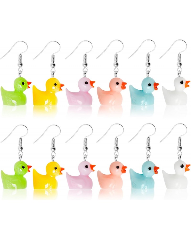 6 Pairs Rubber Duck Earrings for Women Girls Funny Ducky Earrings Resin Dangle Drop Earring Aesthetic Earring Jewelry Gifts $...