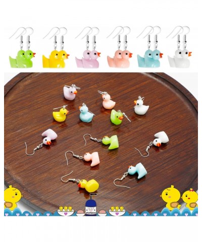 6 Pairs Rubber Duck Earrings for Women Girls Funny Ducky Earrings Resin Dangle Drop Earring Aesthetic Earring Jewelry Gifts $...