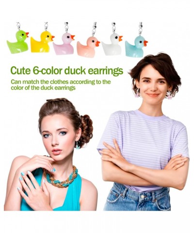 6 Pairs Rubber Duck Earrings for Women Girls Funny Ducky Earrings Resin Dangle Drop Earring Aesthetic Earring Jewelry Gifts $...