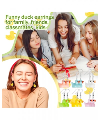 6 Pairs Rubber Duck Earrings for Women Girls Funny Ducky Earrings Resin Dangle Drop Earring Aesthetic Earring Jewelry Gifts $...