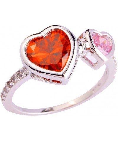 925 Sterling Silver Plated 3 Heart Shape Filled Ruby Spinel Forever Love Wedding Ring for Women US9 D_Red $4.55 Others