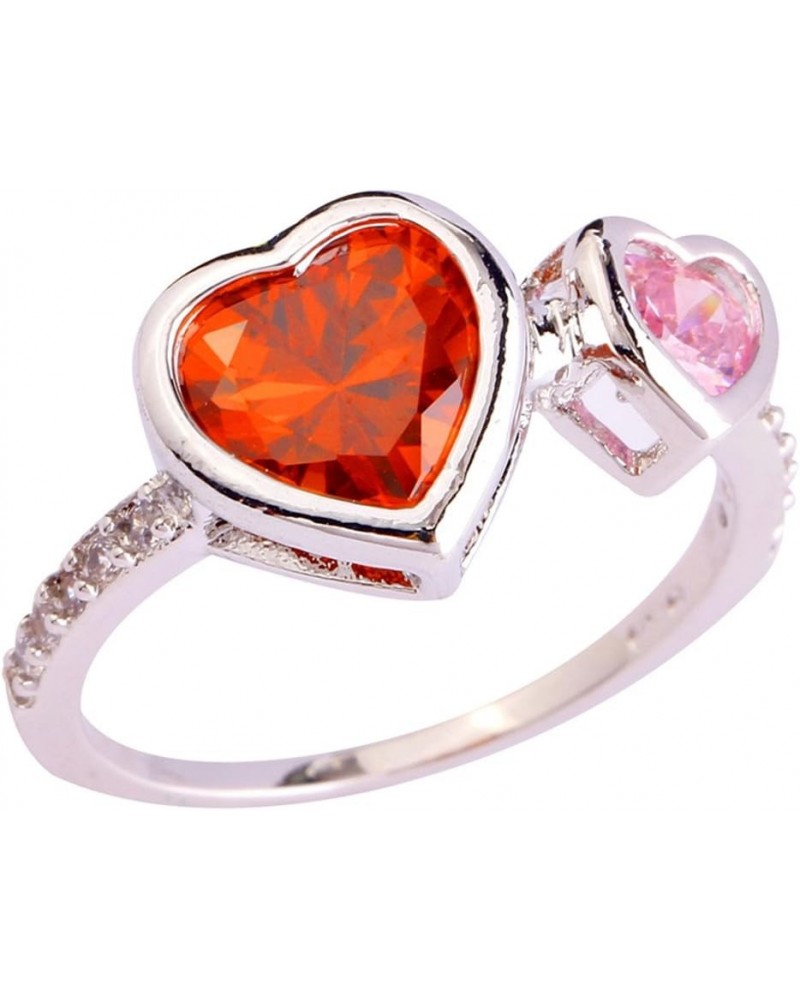 925 Sterling Silver Plated 3 Heart Shape Filled Ruby Spinel Forever Love Wedding Ring for Women US9 D_Red $4.55 Others