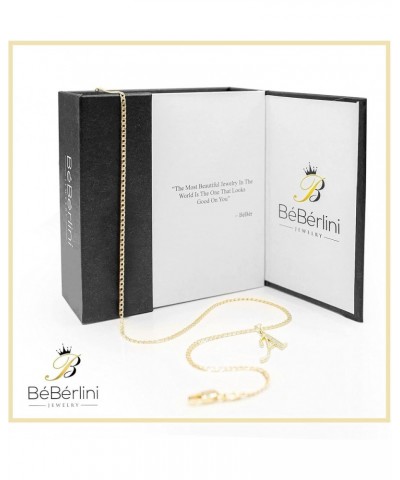 BEBERLINI Initial Letter Pendant 14K Necklace Gold Filled Cubic Zirconia Alphabet CZ Charm Curb Chain Set 18" 20" 24" Women G...