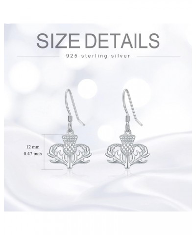 Scottish Thistle Earrings Sterling Silver Scottish Dangle Crystal Earrings Jewelry Thistle Gifts for Women Girls Silver $17.1...