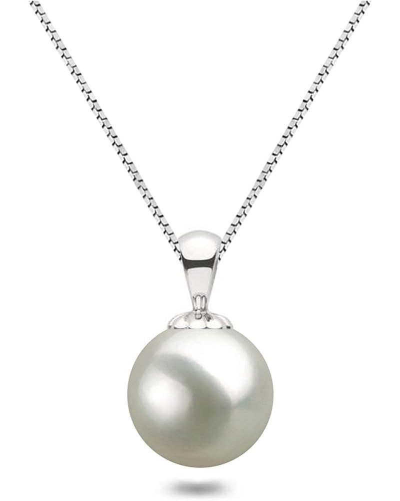 White Japanese AAAA 6-13.5mm Freshwater Cultured Pearl Pendant Necklace 16"/18" Solitaire Necklace Pendant 16.0 Inches 6.5-7....