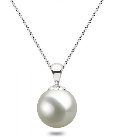 White Japanese AAAA 6-13.5mm Freshwater Cultured Pearl Pendant Necklace 16"/18" Solitaire Necklace Pendant 16.0 Inches 6.5-7....