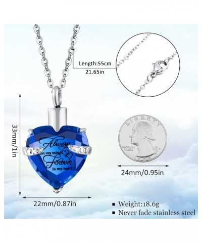 3 Pcs Summer Cremation Heart Urn Necklace Ashes Jewelry for Women Ocean Crystal Necklace Waterproof Memorial Pendant Stainles...