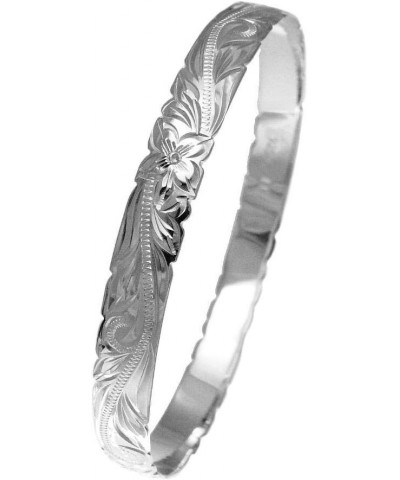 925 Sterling Silver Hawaiian Scroll Plumeria Flower 8mm Cut Out Edge Bangle Size 7-9 7 inches $46.55 Bracelets