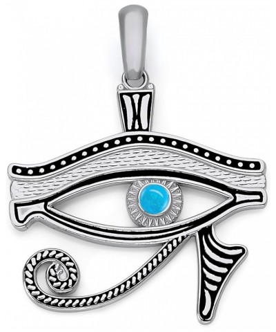 Eye of Horus Pendant Necklace with Turquoise Stone in Solid 14k Gold, Black Enamel, Made in America Pendant Only White Gold $...