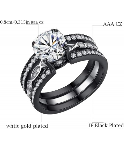 Couple Ring Bridal Set His And Hers Women 10k Black Gold Plated 2CT CZ Men Titanium Band Wedding Ring Band Set Black women's ...