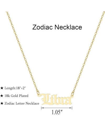 Astrology Necklace for Women 18K Gold Plated 12 Constellation Zodiac Necklace Libra $10.25 Necklaces