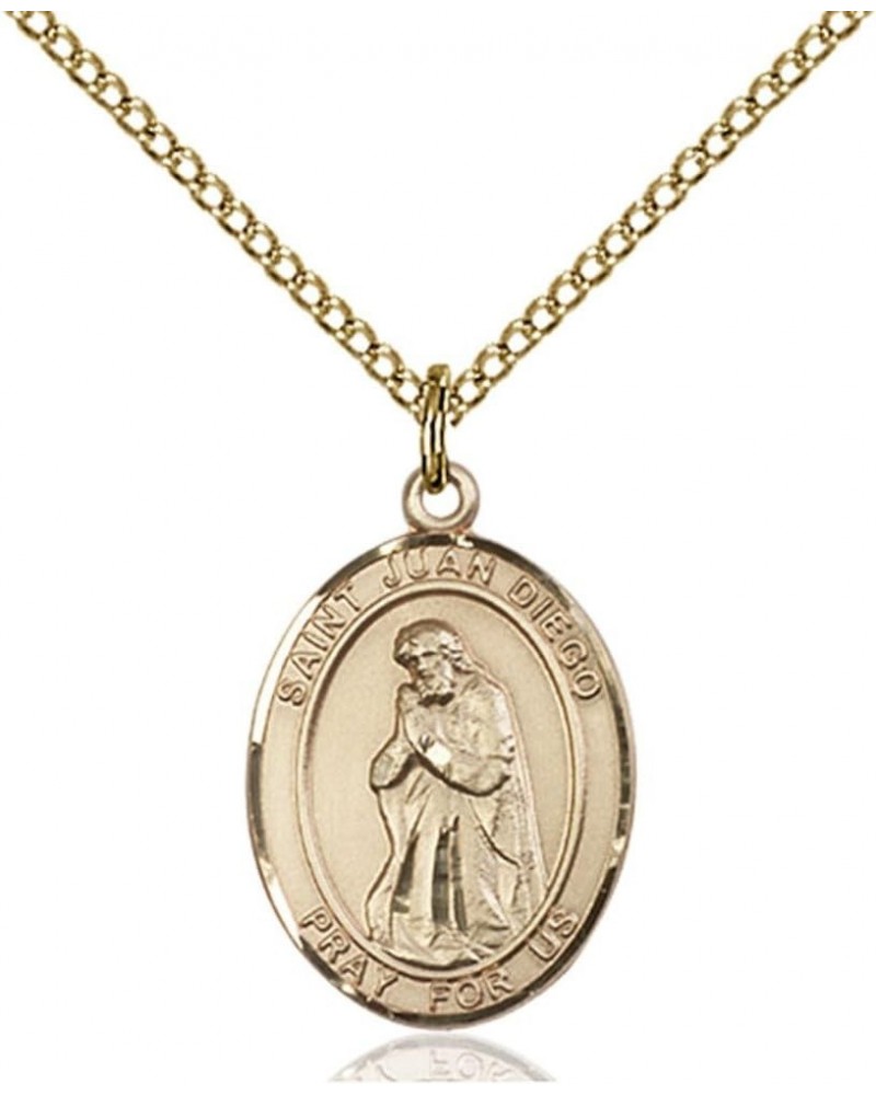 St. Juan Diego Hand-Crafted Oval Medal Pendant in 14kt Yellow Gold-Filled Engraved 3/4 x 1/2 inch $81.11 Necklaces