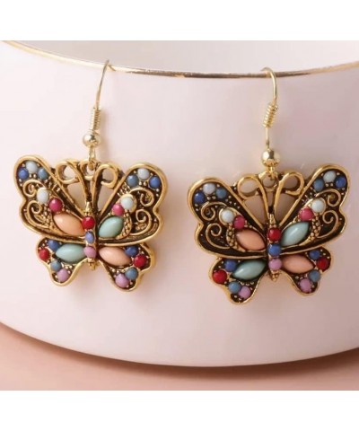 Butterfly Earrings, Boho Chic Jeweled Butterfly Earrings, Butterfly Drop Earrings $9.52 Earrings