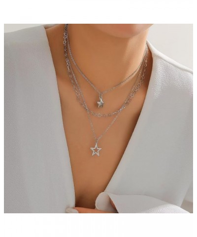 2-3 Pcs Y2k Necklace Layered Star Pendant Necklace Set Fashion Hollow Five-Pointed Star Choker Necklace Simple For Women Girl...