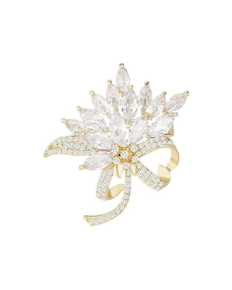 Rhinestone Flower Brooch for Women Pearl Flower Brooch Pins 18K Gold-plated Flower Lapel Pin Jewelry Valentine's Day Birthday...