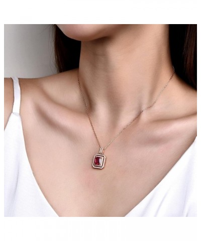 Daily Wear Pendant Necklace for Women, 925 Sterling Silver 18K Rose Gold Plated Created Emerald Ruby, Fashion Jewelry Gift fo...