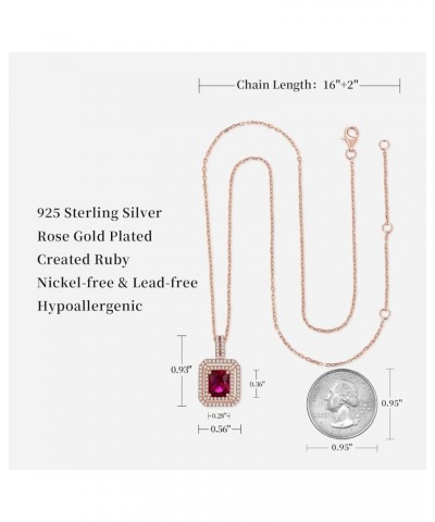 Daily Wear Pendant Necklace for Women, 925 Sterling Silver 18K Rose Gold Plated Created Emerald Ruby, Fashion Jewelry Gift fo...