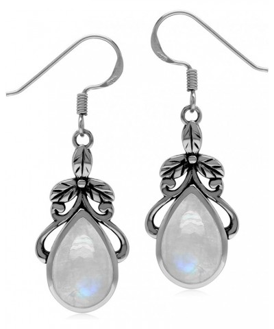 Natural or Created Stones 925 Sterling Silver Victorian Floral Drop Dangle Hook Earrings Jewelry for Women Moonstone $17.15 E...