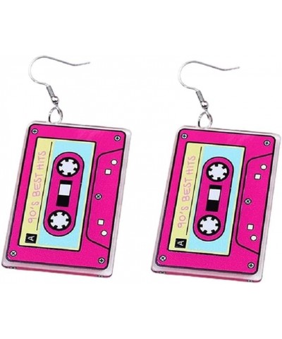 1 to 3 Pairs 70s 80s 90s Neon Earrings for Women Girls Unique Funny Cute Colorful Cassette Tape Dangle Drop Earrings Retro Bl...