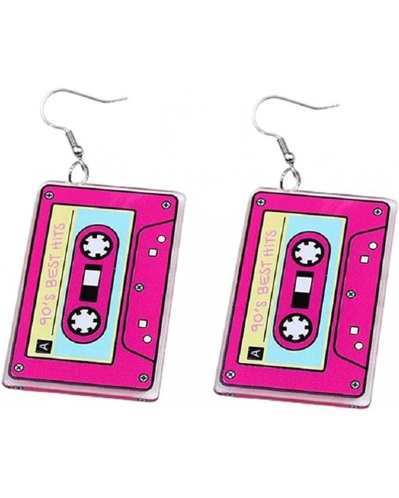 1 to 3 Pairs 70s 80s 90s Neon Earrings for Women Girls Unique Funny Cute Colorful Cassette Tape Dangle Drop Earrings Retro Bl...