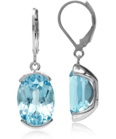 15.96ct. 14x10mm Genuine Oval Shape Blue Topaz 925 Sterling Silver Leverback Dangle Earrings $25.96 Earrings