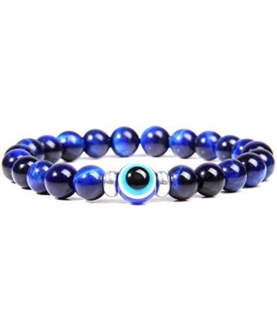 Turkish Lucky Evil Eye Bracelets For Women Men 8MM 6MM Natural Stone Beads Bracelet Handmade Blue Demon Eye Jewelry 17cm Amaz...