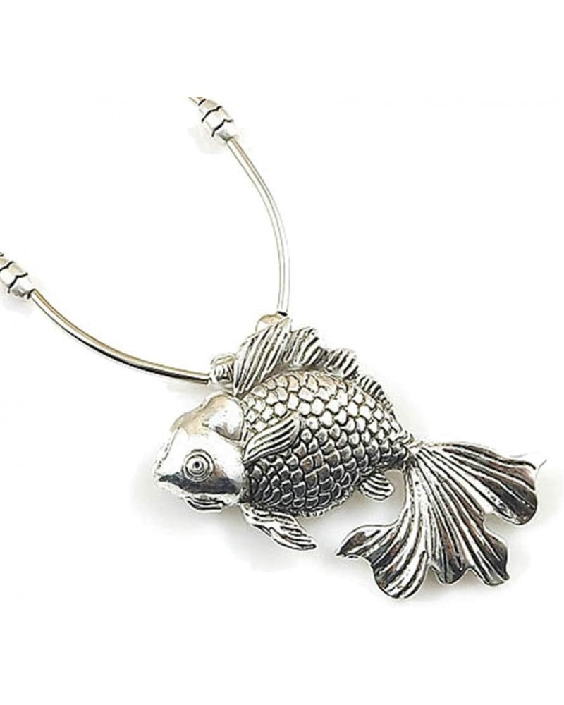 Tibetan Silver Collar Retro Ethnic Style Fish Pendant Necklace Ladies Jewelry $5.43 Necklaces