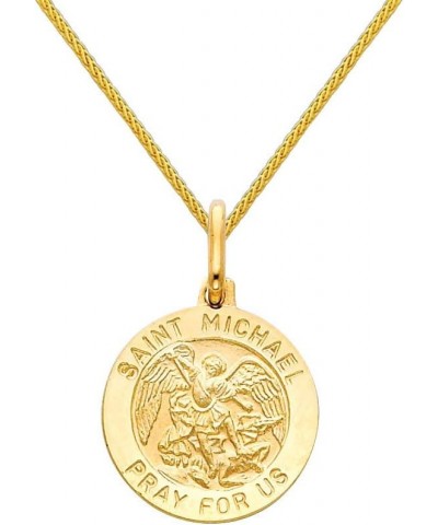 14k Yellow Gold Religious Saint Michael Medal Pendant with 0.9mm Braided Wheat Chain Necklace 20 Inches $87.00 Necklaces