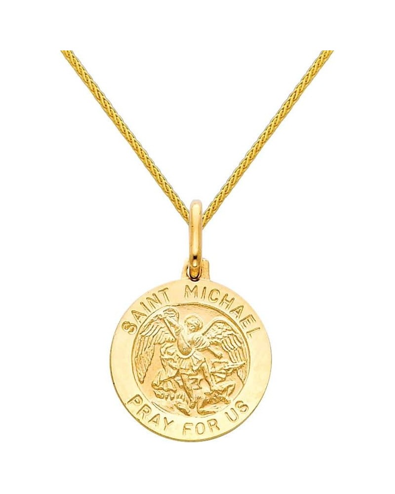 14k Yellow Gold Religious Saint Michael Medal Pendant with 0.9mm Braided Wheat Chain Necklace 20 Inches $87.00 Necklaces