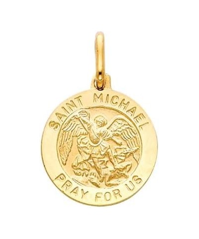 14k Yellow Gold Religious Saint Michael Medal Pendant with 0.9mm Braided Wheat Chain Necklace 20 Inches $87.00 Necklaces