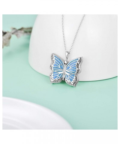 Butterfly/Dragonfly/Bee/Owl Locket That Hold Pictures 925 Sterling Silver Butterfly Photo Lockets Necklace for Women C-Butter...