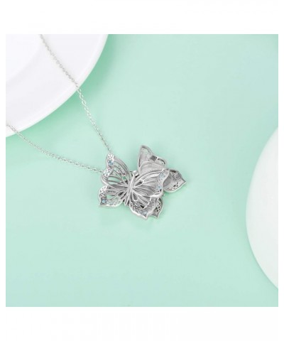 Butterfly/Dragonfly/Bee/Owl Locket That Hold Pictures 925 Sterling Silver Butterfly Photo Lockets Necklace for Women C-Butter...