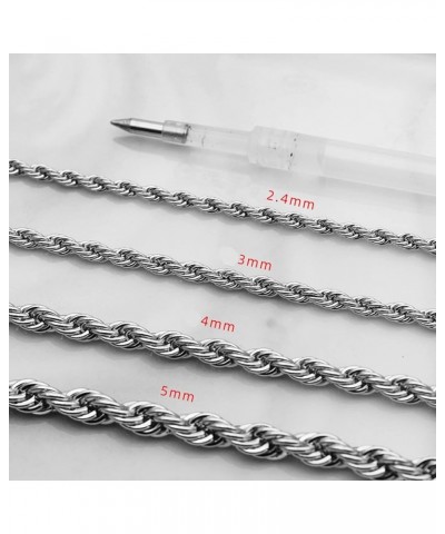 Mens Chain Stainless Steel Rope, Hip Hop Jewelry for Women 16-30 Inch Rope Chain Necklace and Polished 28.0 Inches 3mm $8.39 ...