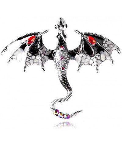 Colorful Enamel Dragon Brooch Pin for Men Women Retro Rhinestone Flying Dragon Cartoon Animal Lapel Pin Clothing Hat Decorati...