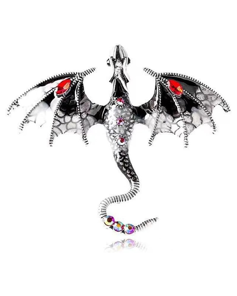 Colorful Enamel Dragon Brooch Pin for Men Women Retro Rhinestone Flying Dragon Cartoon Animal Lapel Pin Clothing Hat Decorati...