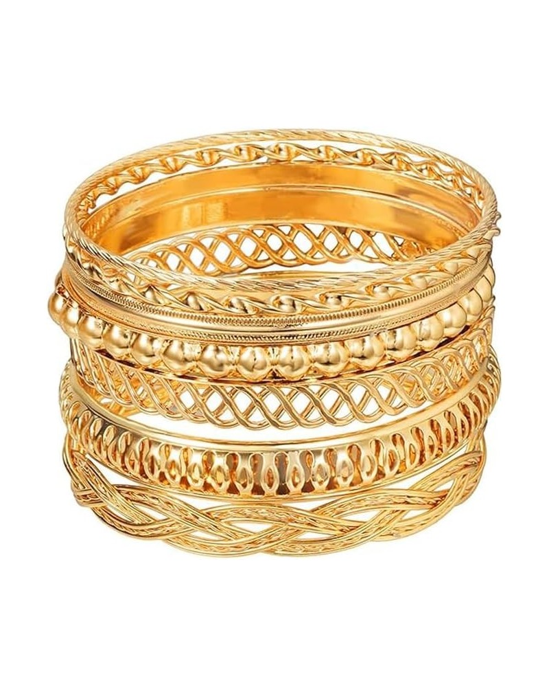 5/9Pcs Gold Bangles Bracelets for Women Chunky Stackable Bracelets Bohemian Textured Bracelets Ethnic Indian Bracelets Vintag...