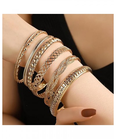 5/9Pcs Gold Bangles Bracelets for Women Chunky Stackable Bracelets Bohemian Textured Bracelets Ethnic Indian Bracelets Vintag...