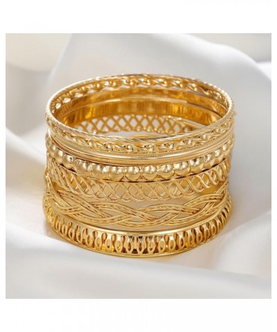 5/9Pcs Gold Bangles Bracelets for Women Chunky Stackable Bracelets Bohemian Textured Bracelets Ethnic Indian Bracelets Vintag...