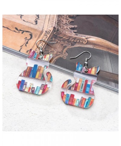 Cat Earrings Book Earrings for Women Acrylic Cat Dangle Teacher Earrings Gift for Teachers Librarian Book Lovers $7.02 Earrings