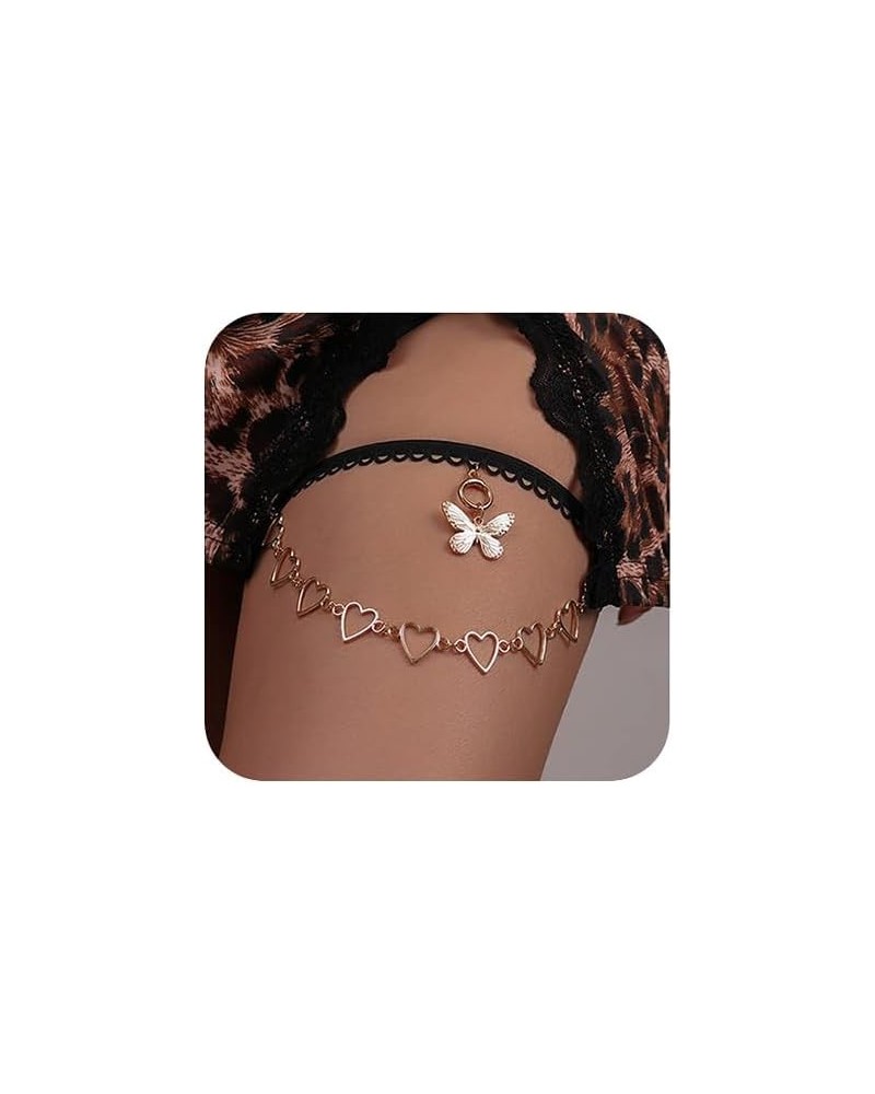 Boho Heart and Butterfly Leg Chain Sexy Multilayer Love Thigh Chain Summer Beach Body Jewerly for Women and Girls 1 $8.39 Bod...