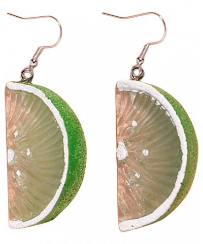 Funny Cute 3D Lemon Acrylic Lime Green Yellow Color Wedge Slice Resin Fruit Drop Dangle Lightweigt Earrings Handmade Sweet Fu...