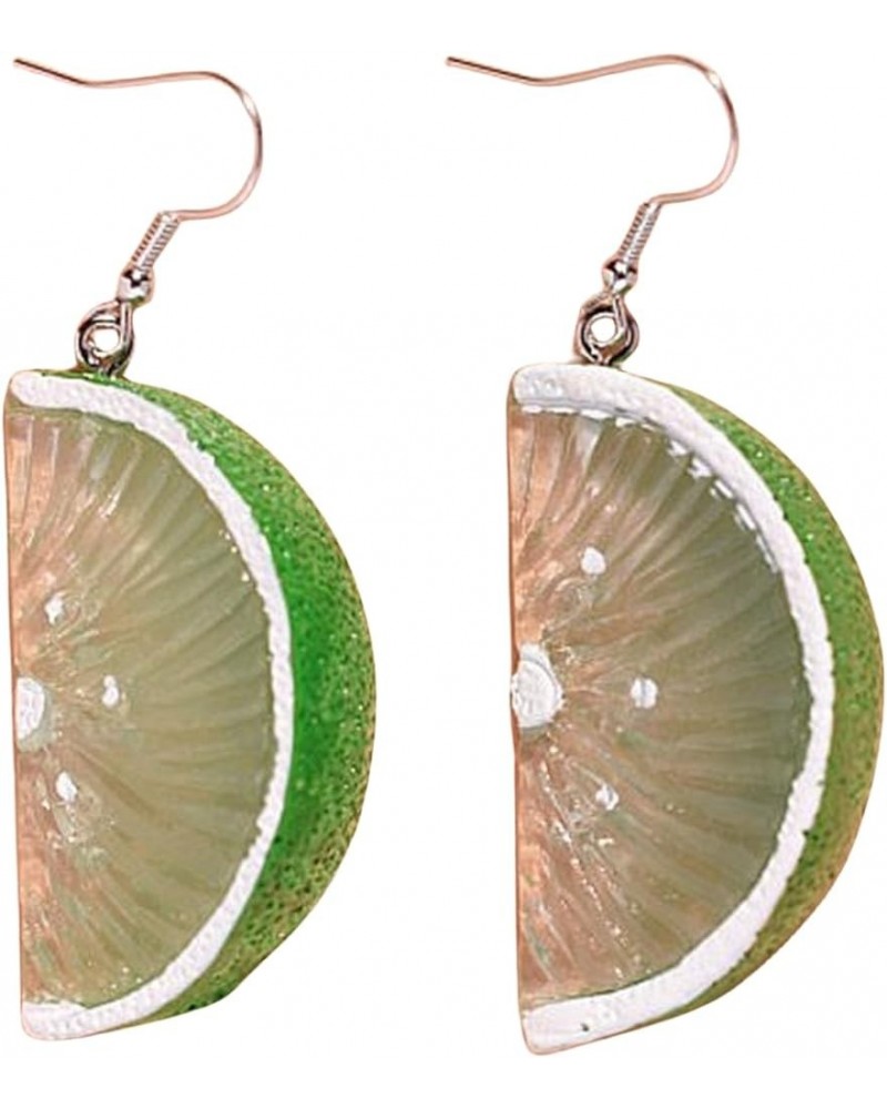 Funny Cute 3D Lemon Acrylic Lime Green Yellow Color Wedge Slice Resin Fruit Drop Dangle Lightweigt Earrings Handmade Sweet Fu...