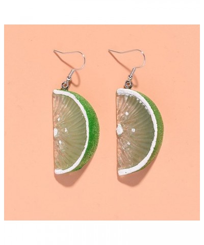 Funny Cute 3D Lemon Acrylic Lime Green Yellow Color Wedge Slice Resin Fruit Drop Dangle Lightweigt Earrings Handmade Sweet Fu...