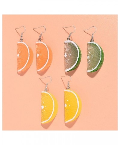 Funny Cute 3D Lemon Acrylic Lime Green Yellow Color Wedge Slice Resin Fruit Drop Dangle Lightweigt Earrings Handmade Sweet Fu...