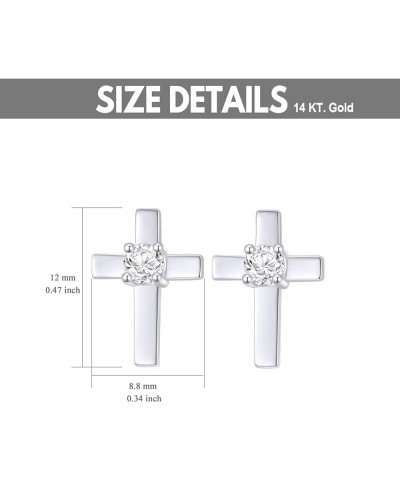 14k Gold Created Moissanite Cross Stud Earrings for Women, Real 14kt Gold Religious Earrings for Her 14k White Gold $60.68 Ea...