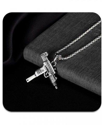 Punk Jewelry Necklace Stainless Steel Gun Pendant Necklace Steel $6.62 Necklaces