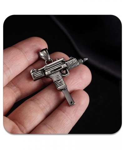 Punk Jewelry Necklace Stainless Steel Gun Pendant Necklace Steel $6.62 Necklaces