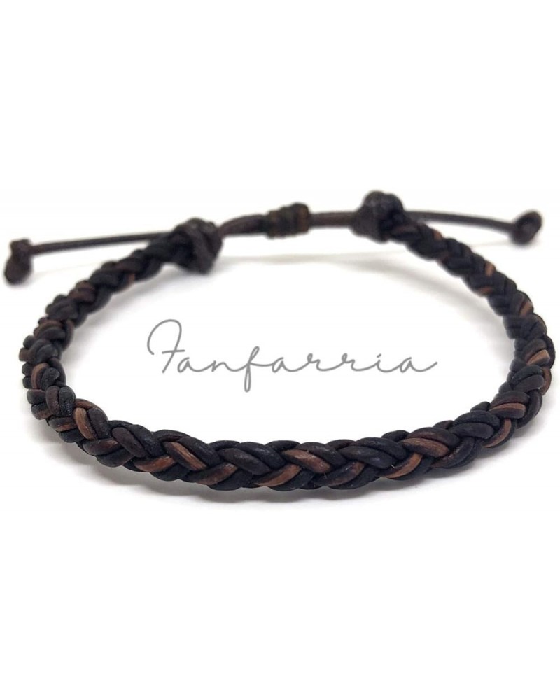 Leather Bracelet for Men Women Braided Brown Genuine Leather- 100% Handmade, Adjustable Band. Gift Ready Jewelry. Gifts for B...